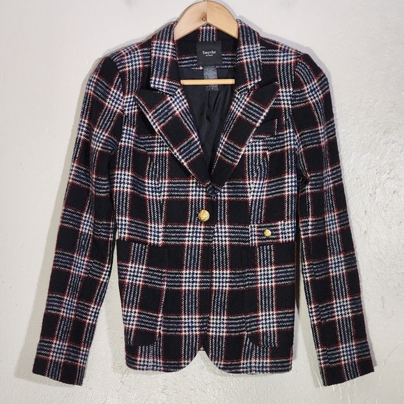 Smythe Plaid Women's Jacket - Black and Red - Picture 1 of 6